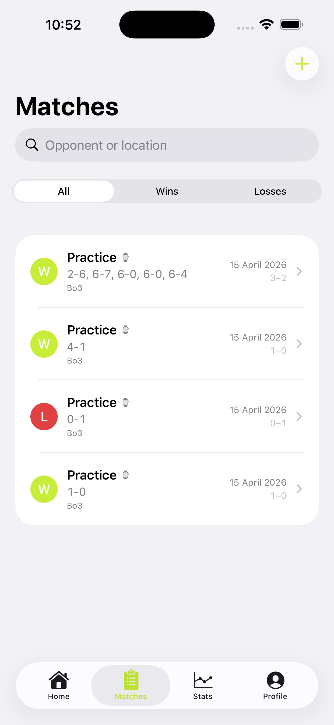 Tennis Score Pro companion app som visar detaljerad matchstatistik